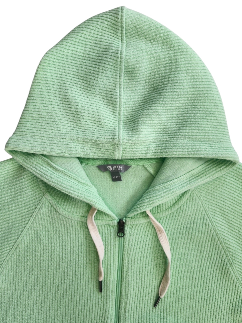 Sierra Designs Waffle Knit Zip Hoodie Green Thermal Sweatshirt Womens XL - Picture 2 of 5